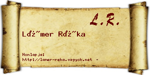 Lámer Réka névjegykártya